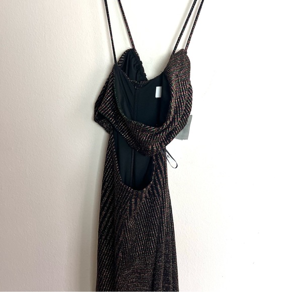 NWT Misha Dulci Metallic Stripe Cut Out Bodycon Dress - Picture 11 of 12